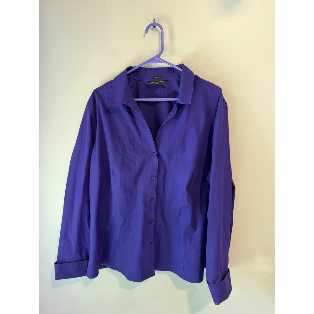 Jones New York Collection Purple Non-Iron Cotton Button Down Shirt Womens‎ 22W